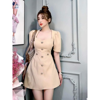 Váy kaki cổ trụ dáng A