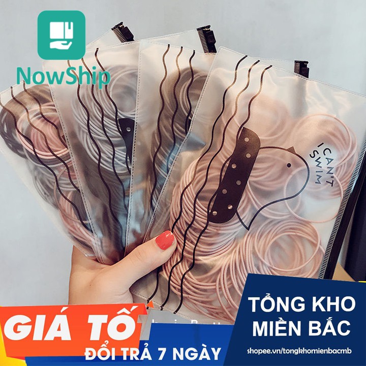 [Giá Sốc] Túi 100 Dây Thun Buộc Tóc Co Giãn Nhiều Màu Trơn Phong Cách Hàn Quốc