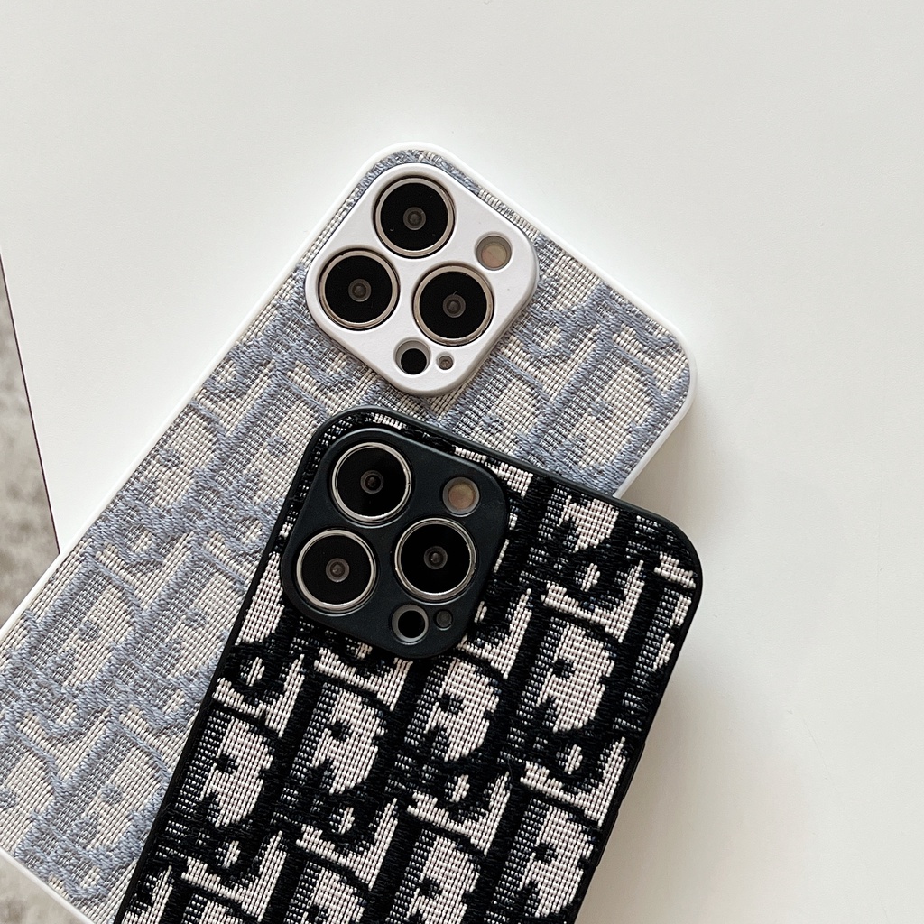 Ốp điện thoại thêu logo DIOR cho IPHONE 13 PROMAX I13 13PRO 11 PRO MAX I11 IX XS XR XS MAX 7PLUS 8PLUS 12PRO 12PROMAX