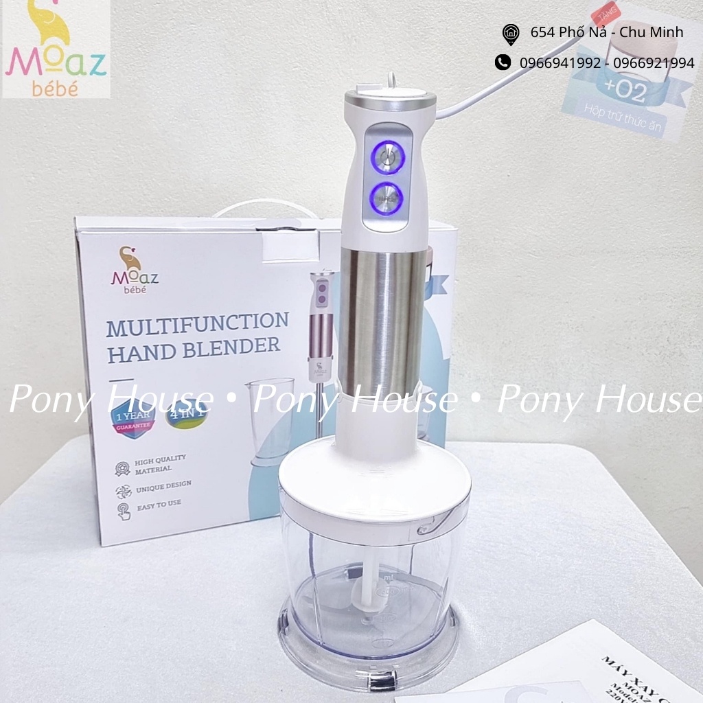 Máy Xay Cầm Tay Moaz BéBé - Máy Xay Đa Năng Xay Sinh Tố, Cháo, Đồ Ắn Dặm Cho Bé Tiện Lợi MB026 Chính Hãng BH 1 Năm