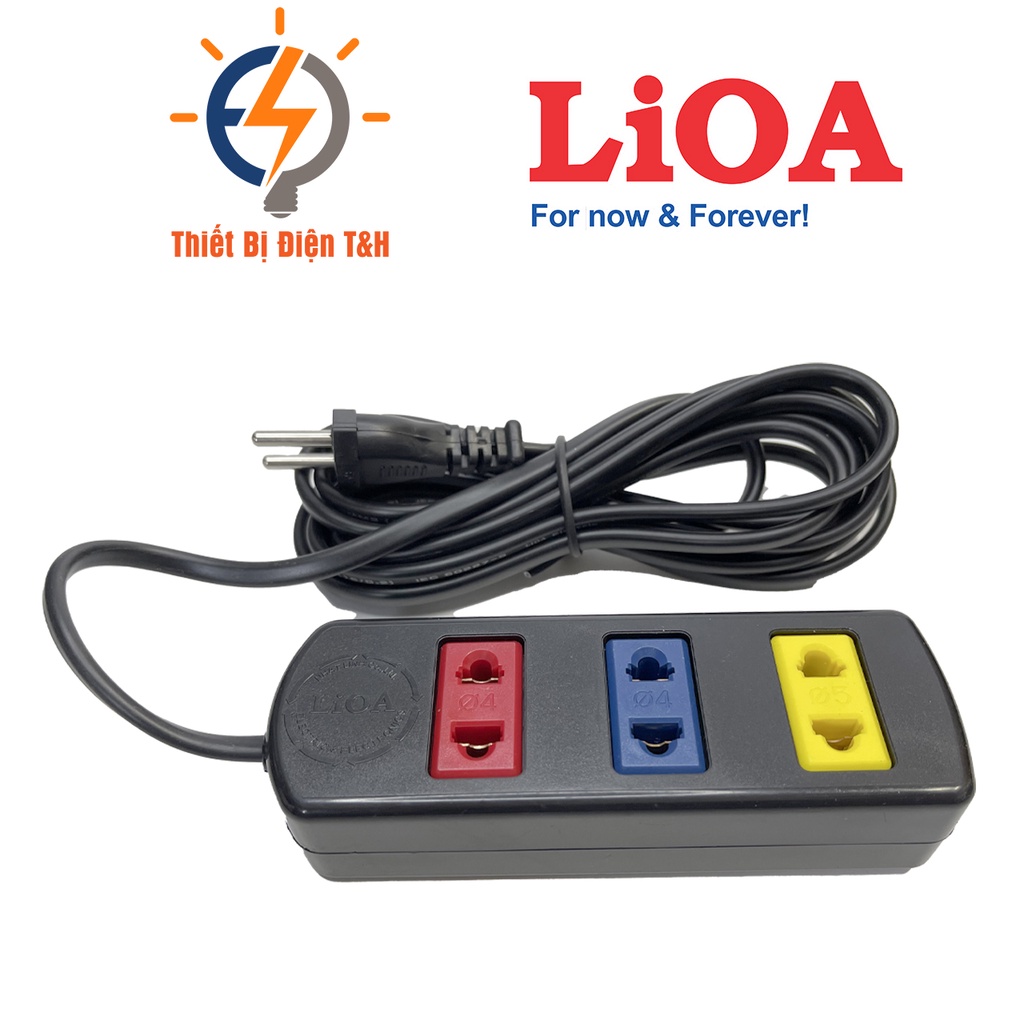 Ổ cắm điện LIOA, 3 ổ cắm, 1 công tắc, chịu tải 1000w, dây dài 3M, 5M, 3TC3-2 - 3TC5-2 - Thiết Bị Điện T&amp;H