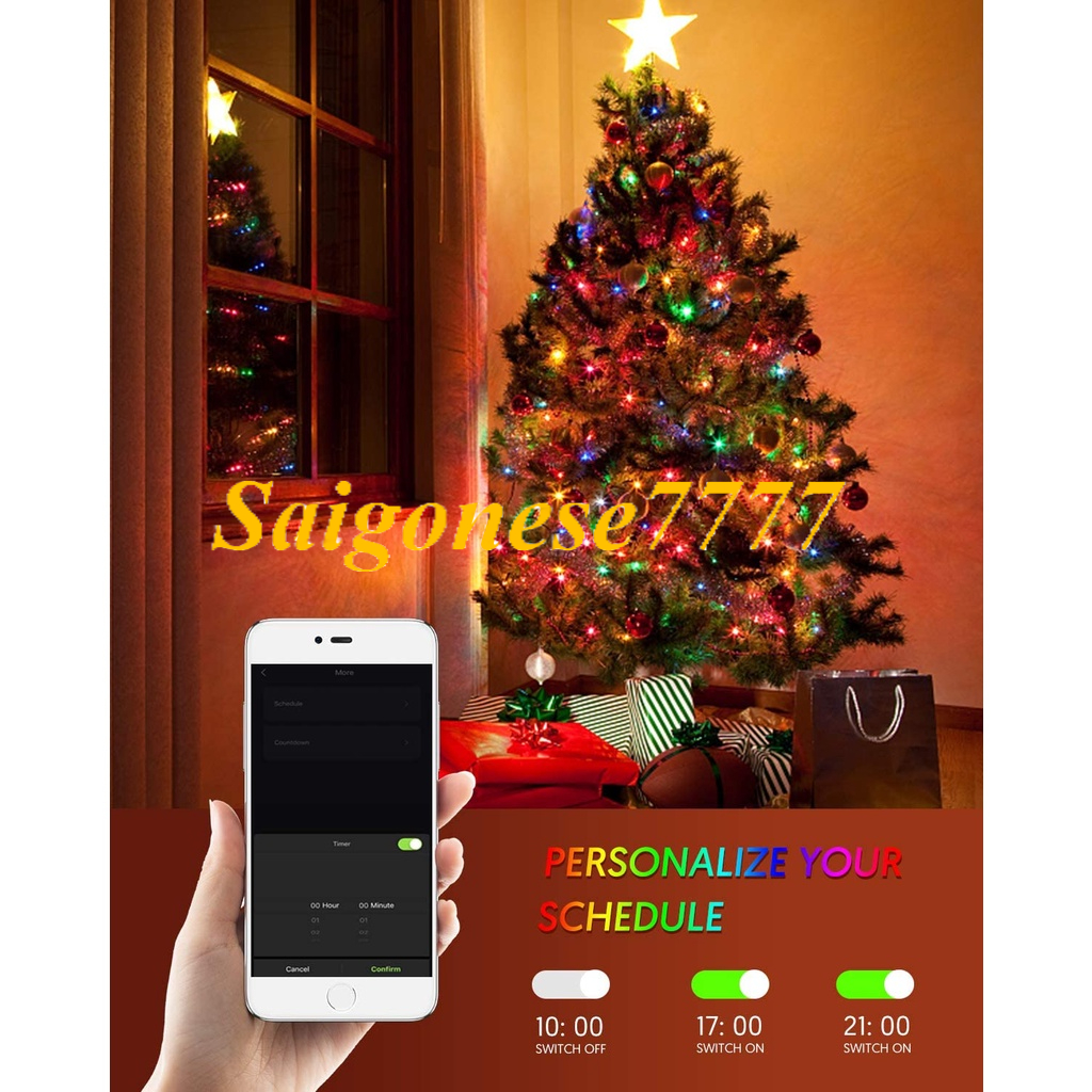 (10M 100 Bóng Đèn Cảm Ứng Âm Thanh) Đèn Led Xài Cổng U.S.B Dây Đèn Led Quấn Cây Trang Trí Tiệc Noel Lễ Tết