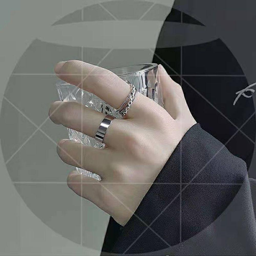 Nhẫn Dây Xích Dạng Hở Hình Dây Xích Xoắn Phong Cách Hip hop Đơn Giản Cá Tính Có