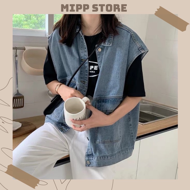 Áo Khoác Gile Jeans Có Túi Đủ Size S M L XL 2XL 🌻 Phong Cách Hàn Quốc Cho Nam Và Nữ