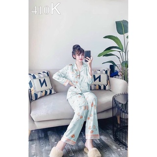 Bộ lụa mặc nhà pijama hàng thiết kế chuẩn fom dáng chất liệu