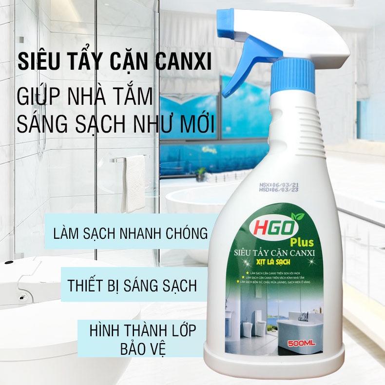 [COMBO 2] Tẩy cặn canxi nhà tắm HGO PLUS an toàn, tiện lợi, hiệu quả 500ml