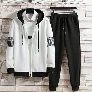 Bộ Đồ Thể Thao Áo Khoác Sweater Dáng Rộng Phối Quần Dài Thời Trang Mùa Thu Cho Nam