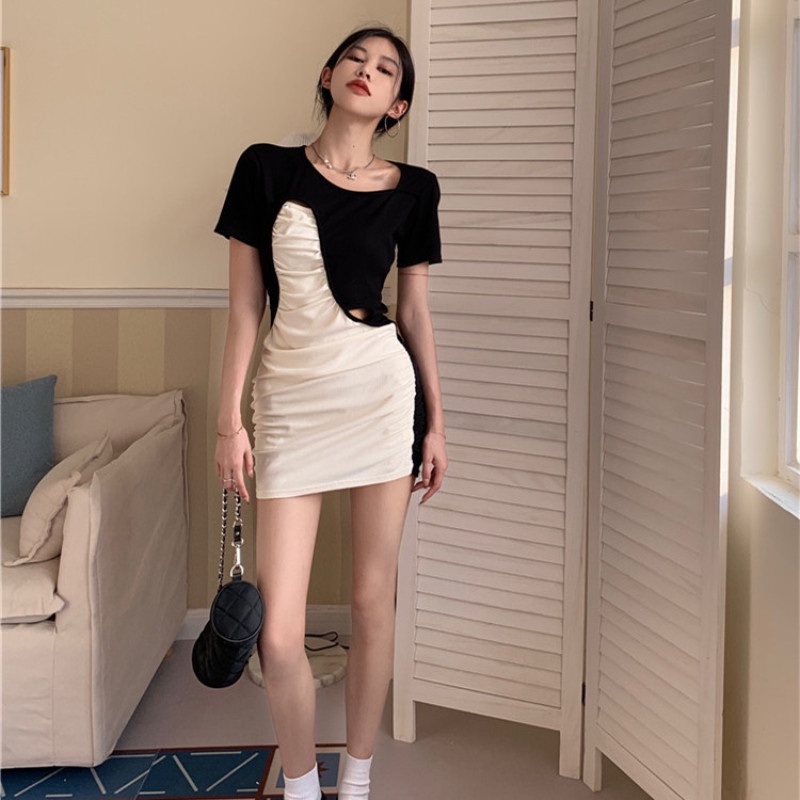 Đầm Tay Ngắn Dáng Ôm Thiết Kế Độc Đáo Thời Trang Quyến Rũ Cho Nữ