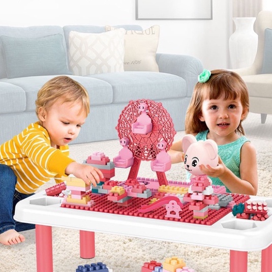 Bàn Xếp Hình Lego Đa Năng Bằng Nhựa, Đồ Chơi Xếp Hình Có Khay Để Đồ Tiện Lợi Cho Bé (1419BLG)