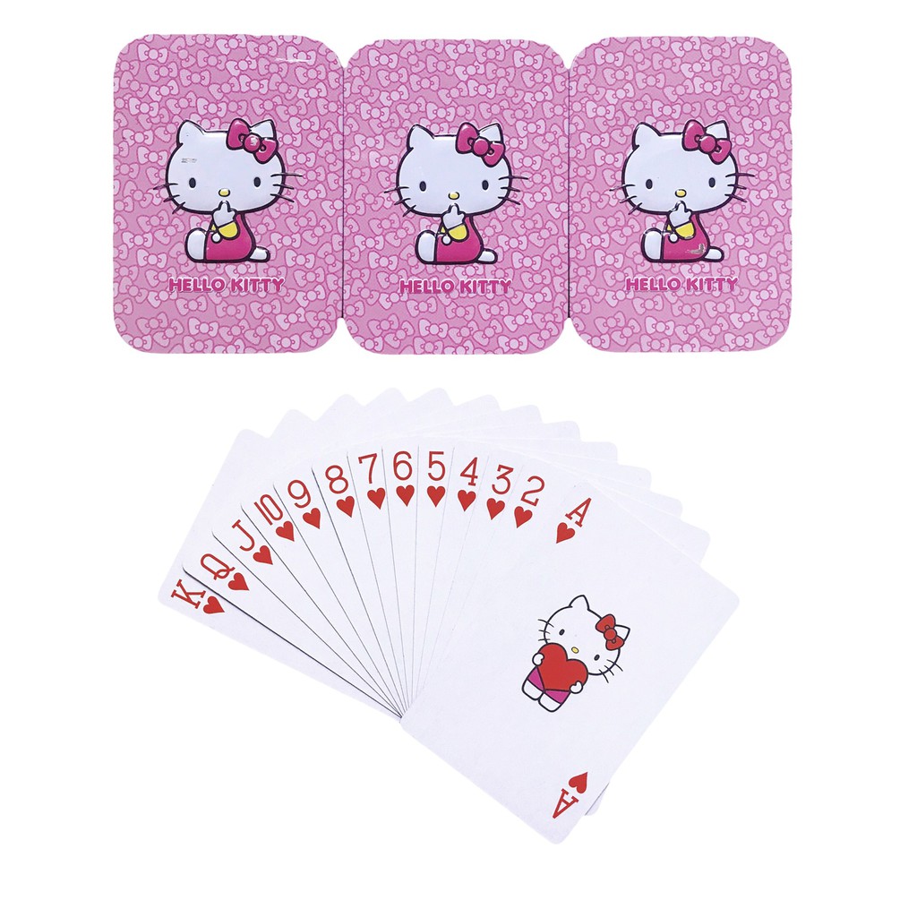 Bộ Tú Lơ Khơ Kèm Hộp Sắt Cao Cấp Hello Kitty