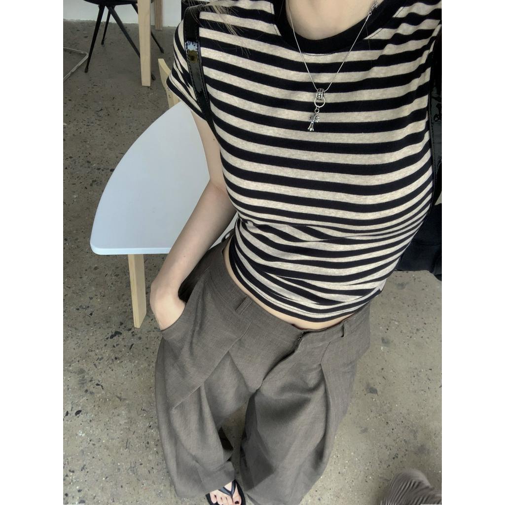 Áo Thun Cổ Tròn Ngắn Tay Dáng Rộng Phối Quần Ống Rộng Thời Trang Cá Tính 63146