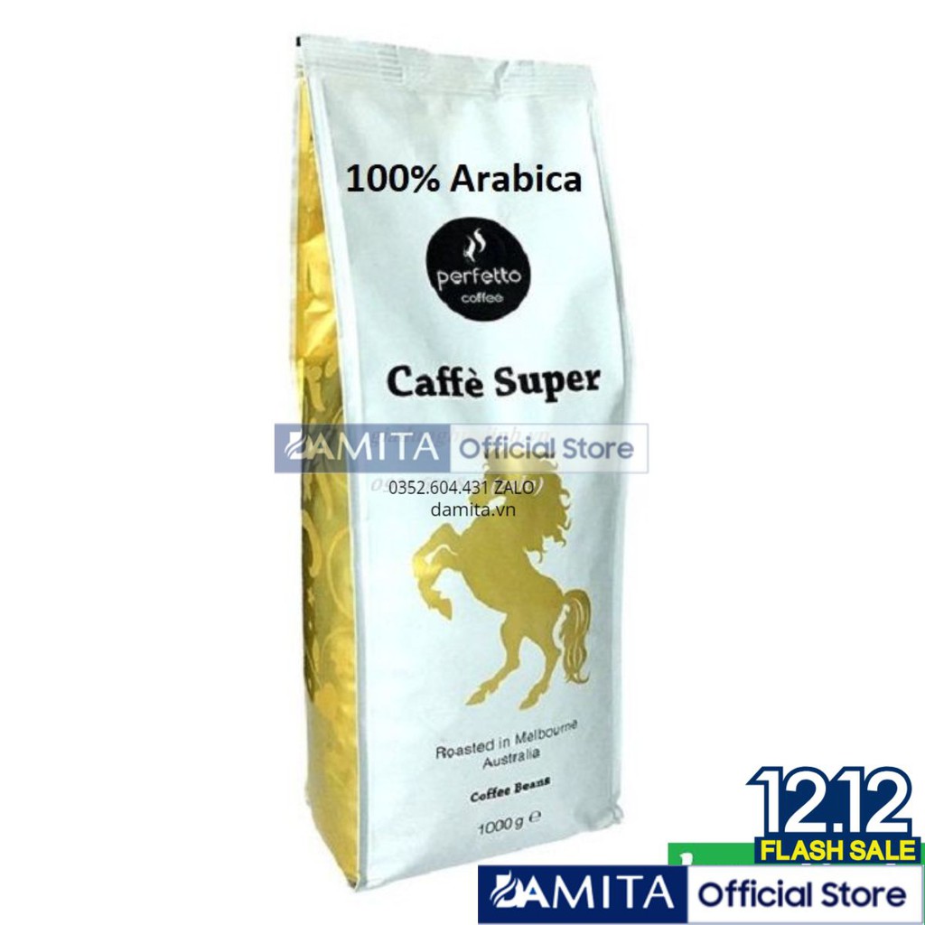 FREESHIP Cà phê hạt Perfetto Caffe Super - 1 kg (100% Arabica) - Nhập khẩu Úc