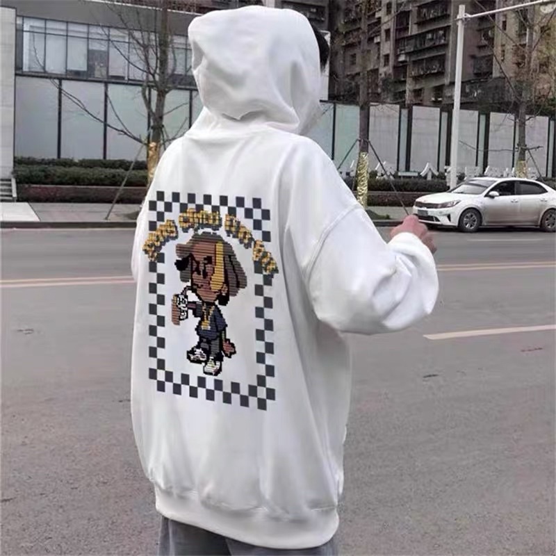 Áo hoodie game xếp hình màu be