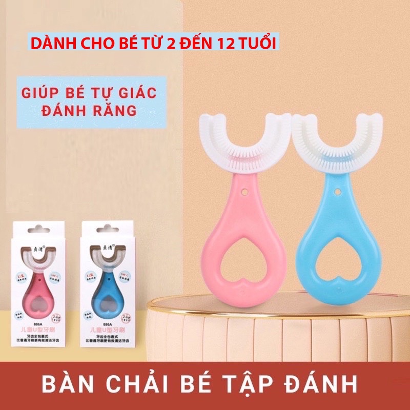 Bàn chải đánh răng chữ U cho bé từ 2 tuổi đến 12 tuổi chất liệu silicon an toàn khi sử dụng