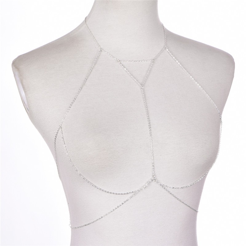 Onsalezone Retro Link Chain Bra Multilayer Sexy Beach Bikini Necklaces Body Chain Jewelry adover