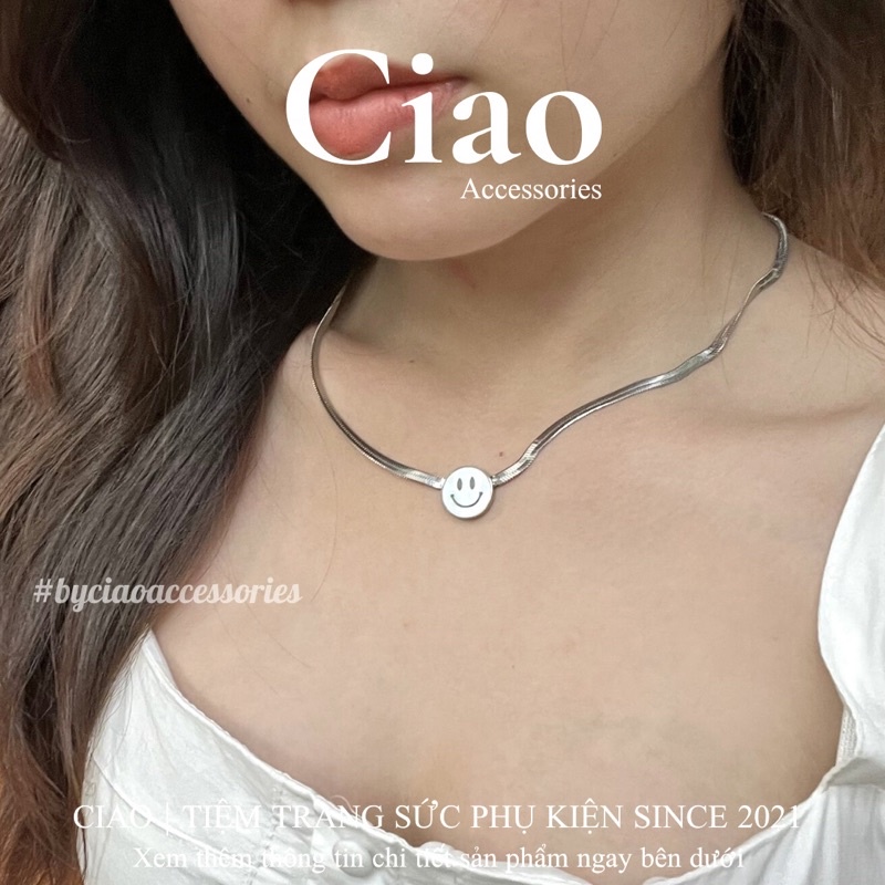 [HOẢ TỐC 1H]Dây chuyền/ Vòng cổ titan không gỉ thiết kế charm mặt cười trendy Smiley Ciao
