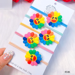 Set 5 thun buộc tóc hoa mặt trời nhiều màu Orin K546