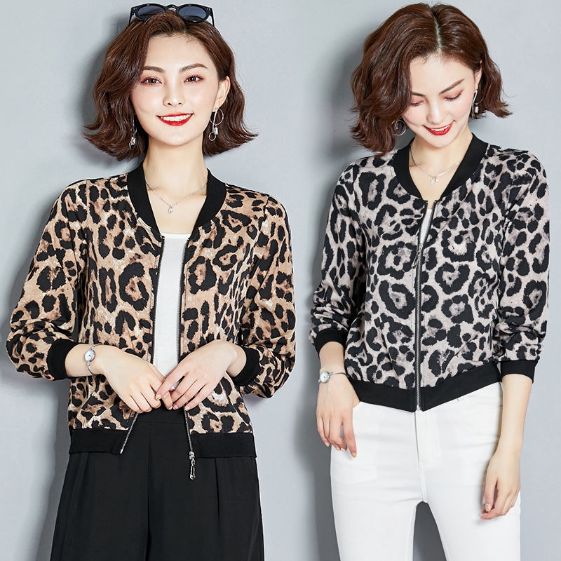 ●Xrui● Áo Khoác Họa Tiết Da Báo Cá Tính Cho Nữ
