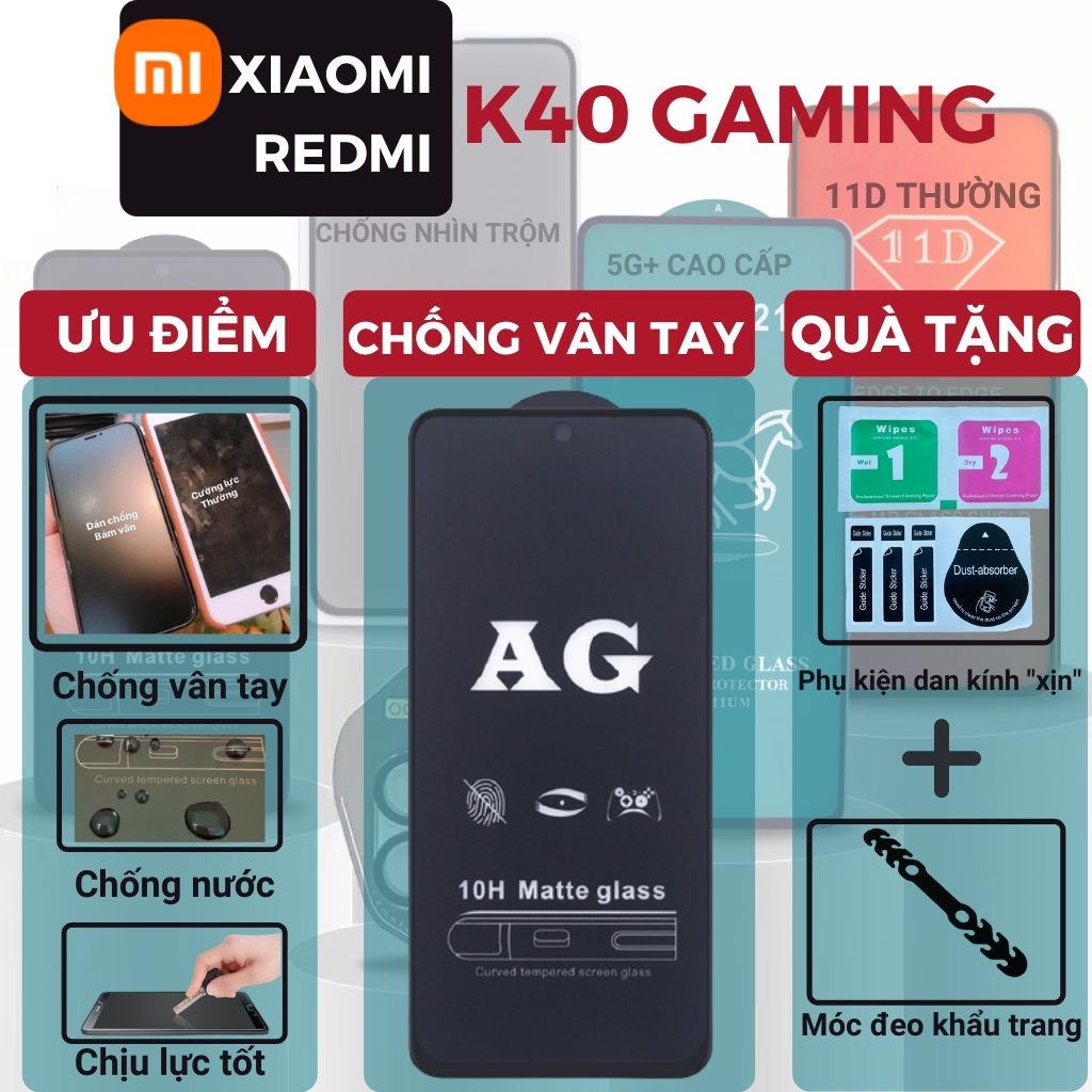 Kính cường lực Chống vân tay Xiaomi Redmi K40 Gaming Full màn - Chống bám vân tay và mồ hôi hiệu quả-Cảm ứng mượt mà
