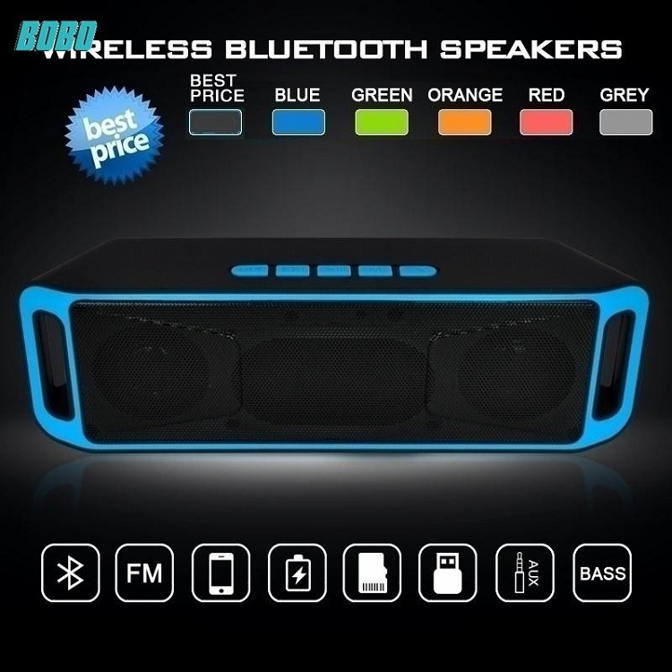 Loa siêu trầm Bluetooth SC208 Hỗ trợ loa âm thanh TF Dual Bass Nghe FM Nghe Nhạc 6 Tiếng