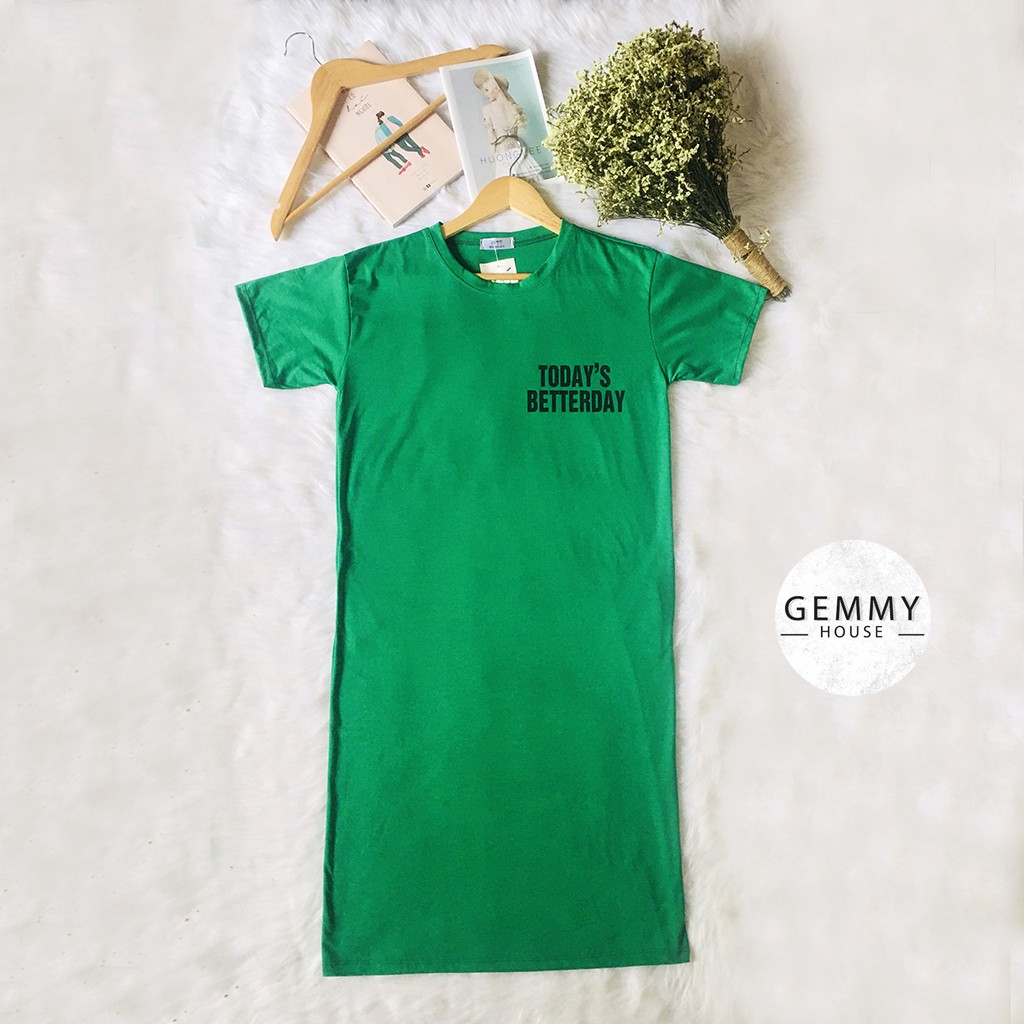 Váy xuông dài, Đầm suông bầu bigsize chất cotton Gemmy House in chữ Tobe