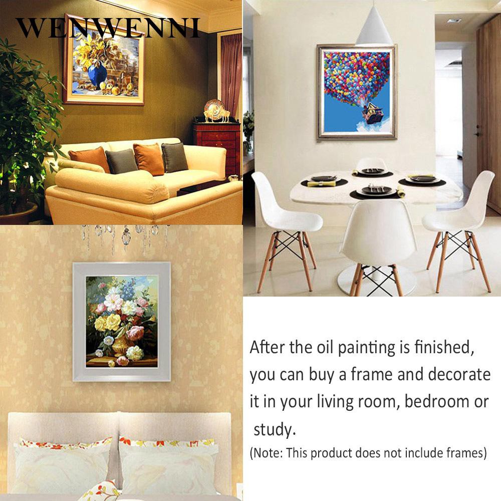 wenwenni Paint by Numbers Kit Charming Flowers For Home Decoration  40 x 50cm DIY DIY Oil Painting High quality