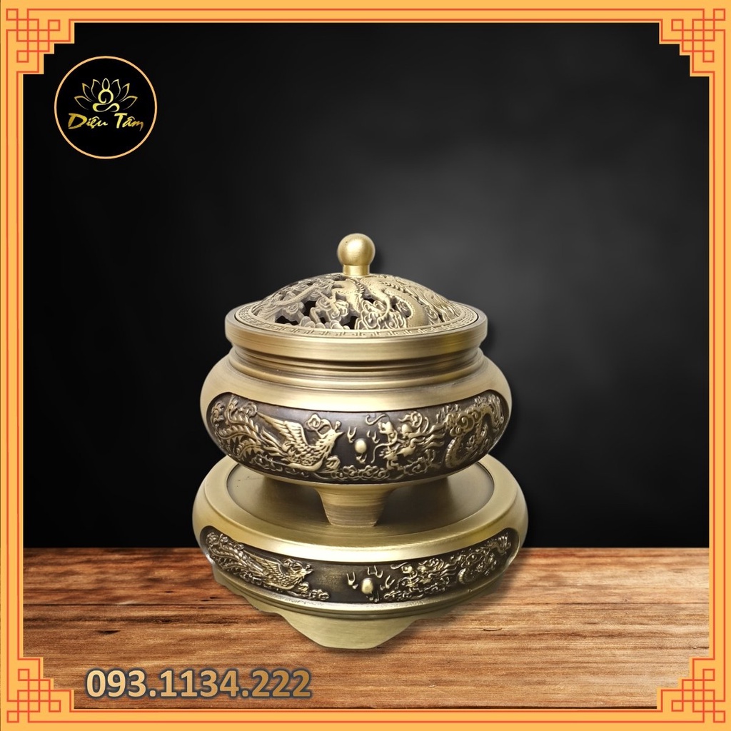 Đôn, chân đế lư hương xông trầm rồng phượng
