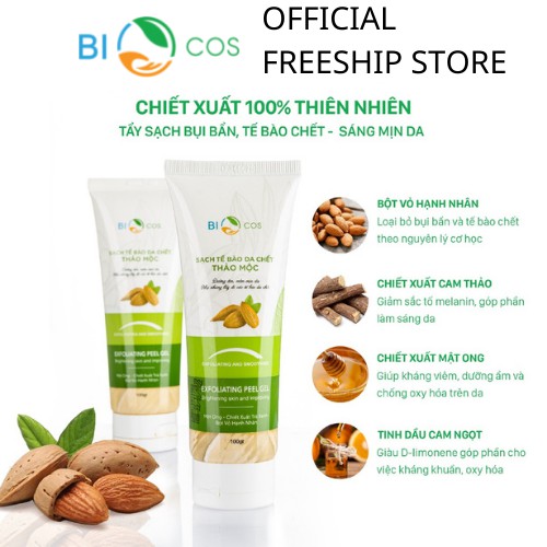 Tẩy Da Chết Thảo Mộc BIOCOS 120ml - Exfoliating Peel Gel Sạch Da, Dưỡng Ẩm, Sáng Mịn