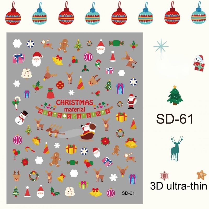 [Hàng mới về] Miếng dán trang trí móng tay chủ đề giáng sinh