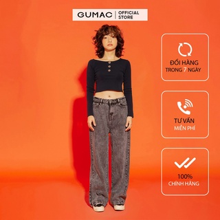 Quần jean nữ ống rộng basic GUMAC QJA1224