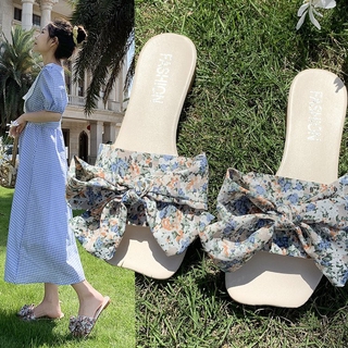 Dép Bít Mũi Phối Nơ Xinh Xắn Dành Cho Nữ