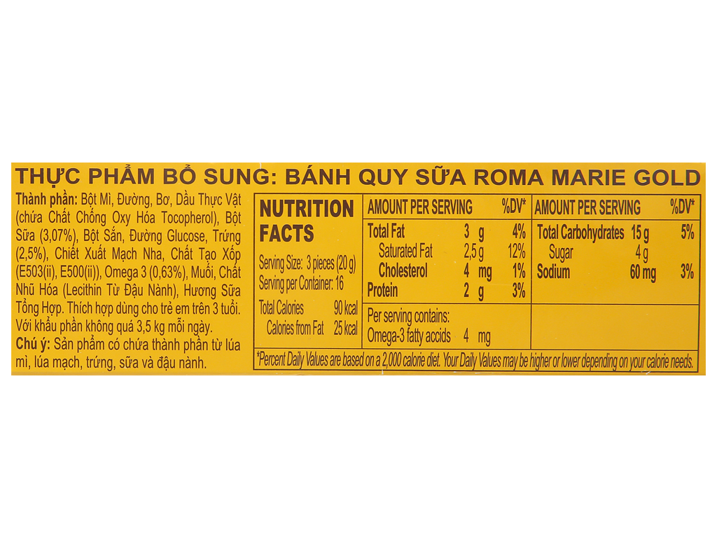 Bánh quy sữa Roma Marie Gold hộp 320g (16x20g) (Date Mới)