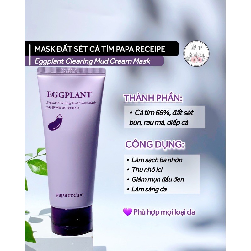 Mặt nạ đất sét cà tím PAPA RECEIPE Egglant Mud Cream Mask