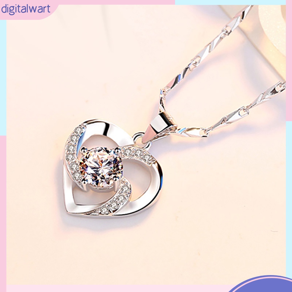 Mặt dây chuyền hình trái tim đính đá lấp lánh thanh lịch