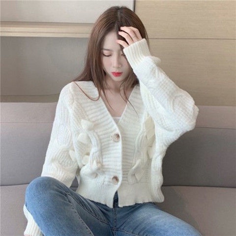 Áo Khoác Cardigan Dệt Kim Tay Dài Dáng Rộng Cột Nơ Thời Trang Cho Nữ