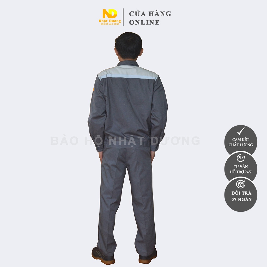 Quần áo bảo hộ lao động nam nữ kaki pangrim mềm mát PR04, Đồ bảo hộ lao động Nhật Dương áo phản quang khóa kéo