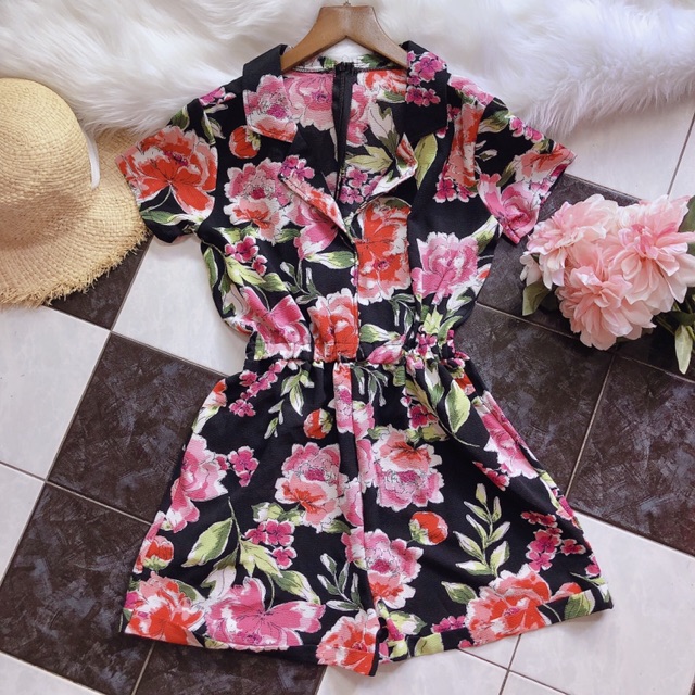 Bộ bay cổ vest dễ thương thời trang Hàn Quốc