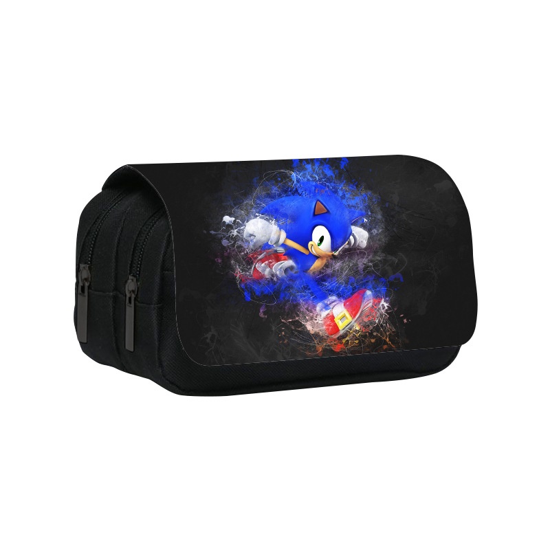 Túi Đựng Bút Hai Lớp Cỡ Lớn In Hoạt Hình Sonic Sonic Dễ Thương Cho Bé