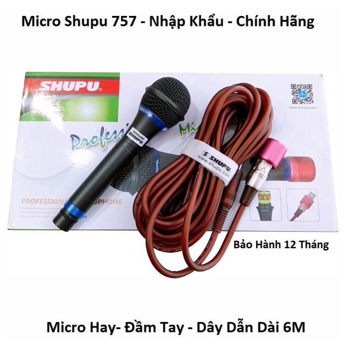 Micro Shupu 757 Có Dây Karaoke - Micro Hát Karaoke - Rất Hay Trong Tầm Giá - Hàng Nhập Khẩu - Bảo Hành 12 Tháng