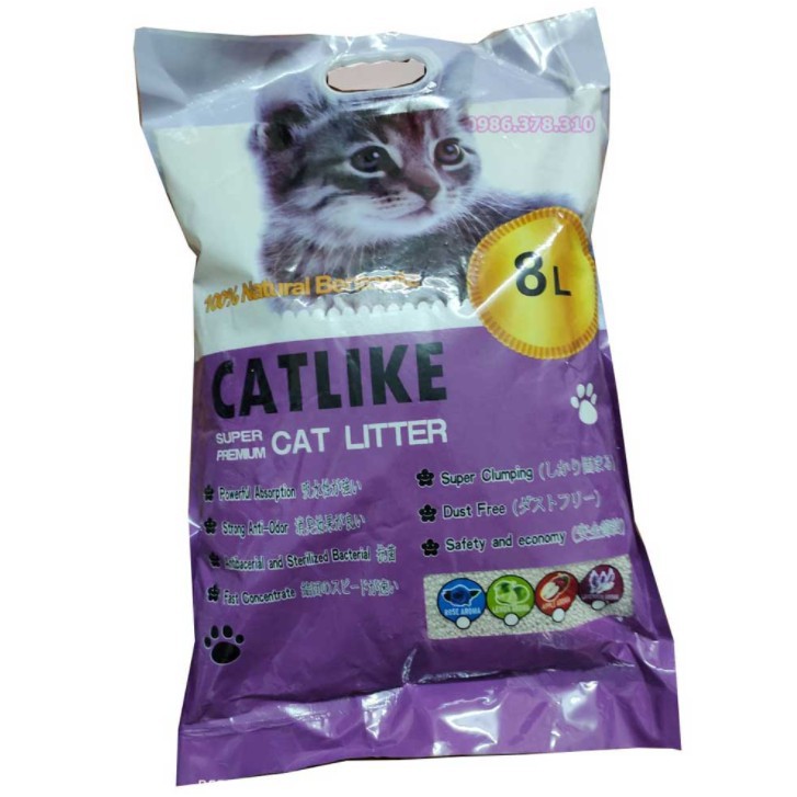 Cát Vệ Sinh Cho Mèo Catlike túi 8L siêu rẻ - vón cục nhanh, thấm hút cao, an toàn không độc hại