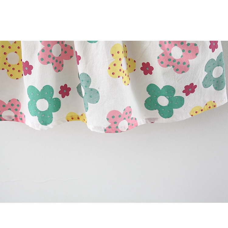 Đầm Hoa Bé Gái Dài Tay, Họa Tiết Qủa Chery, Phom Xòe, Chất Cotton Thô