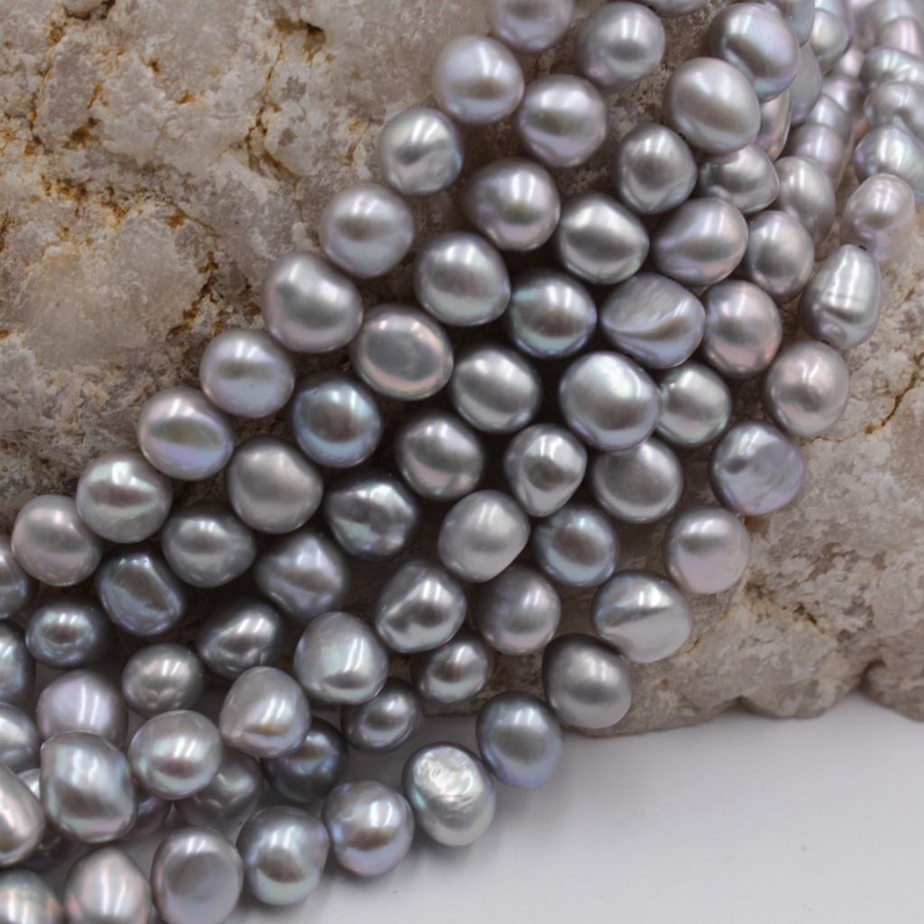 Hạt Ngọc Trai Tự Nhiên Hai Mặt 8-10mm Màu Xám Hình Người Ngoài Hành Tinh Làm Trang Sức