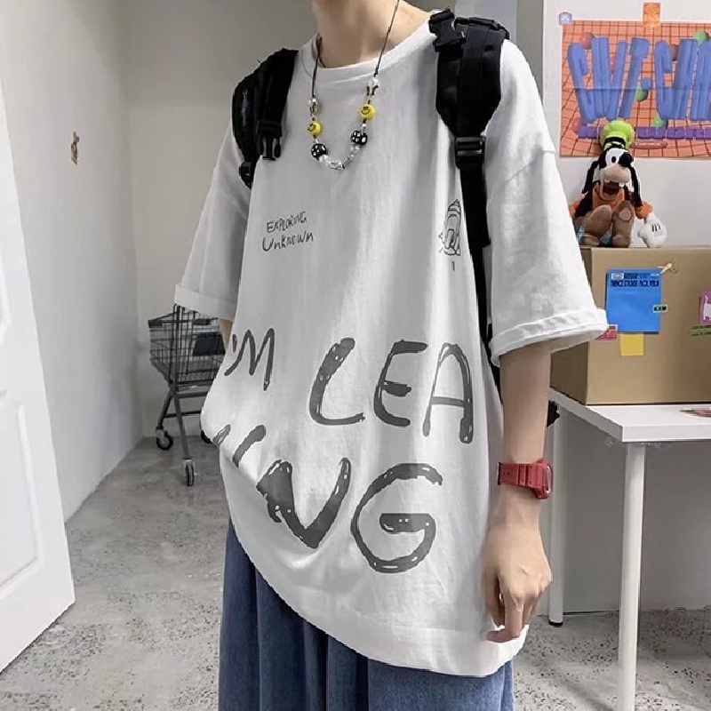 Áo Thun Tay Ngắn Cổ Tròn In Chữ Thời Trang Dành Cho Nam Size M-5XL