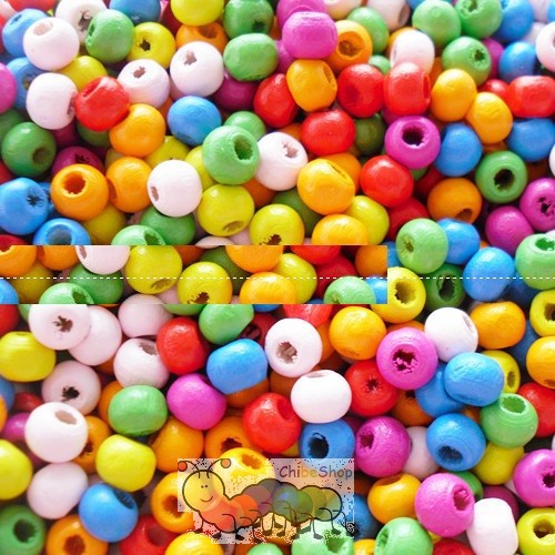Hạt gỗ tròn kích thước 5-6mm nhiều màu