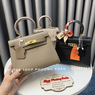 [KELLY21] Túi da sần size 21cm dáng cao khoá vàng chống xước