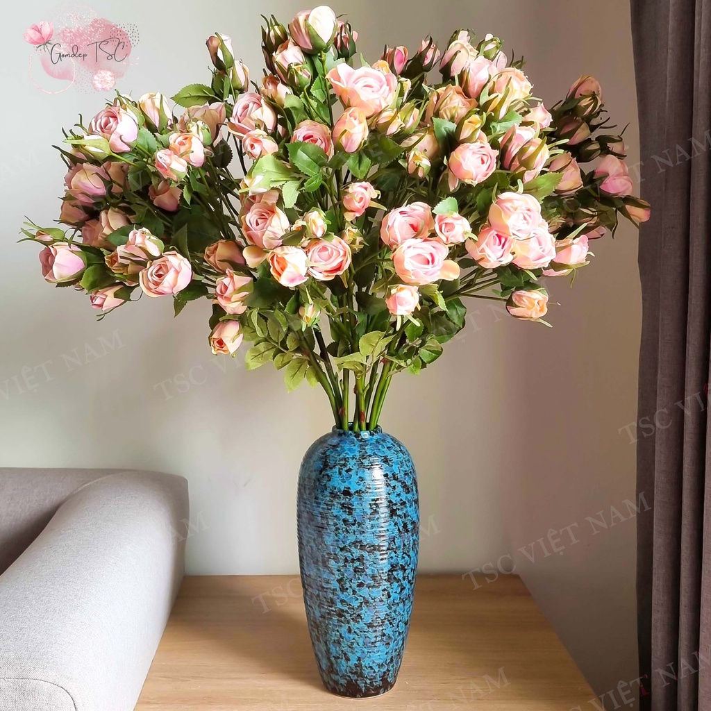 Bình hoa gốm Bát Tràng dáng bom 33 cm - Nhiều màu - Lọ hoa decor trang trí cao cấp