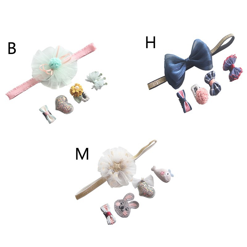 Bộ 5 phụ kiện tóc nhiều họa tiết siêu xinh cho bé gái