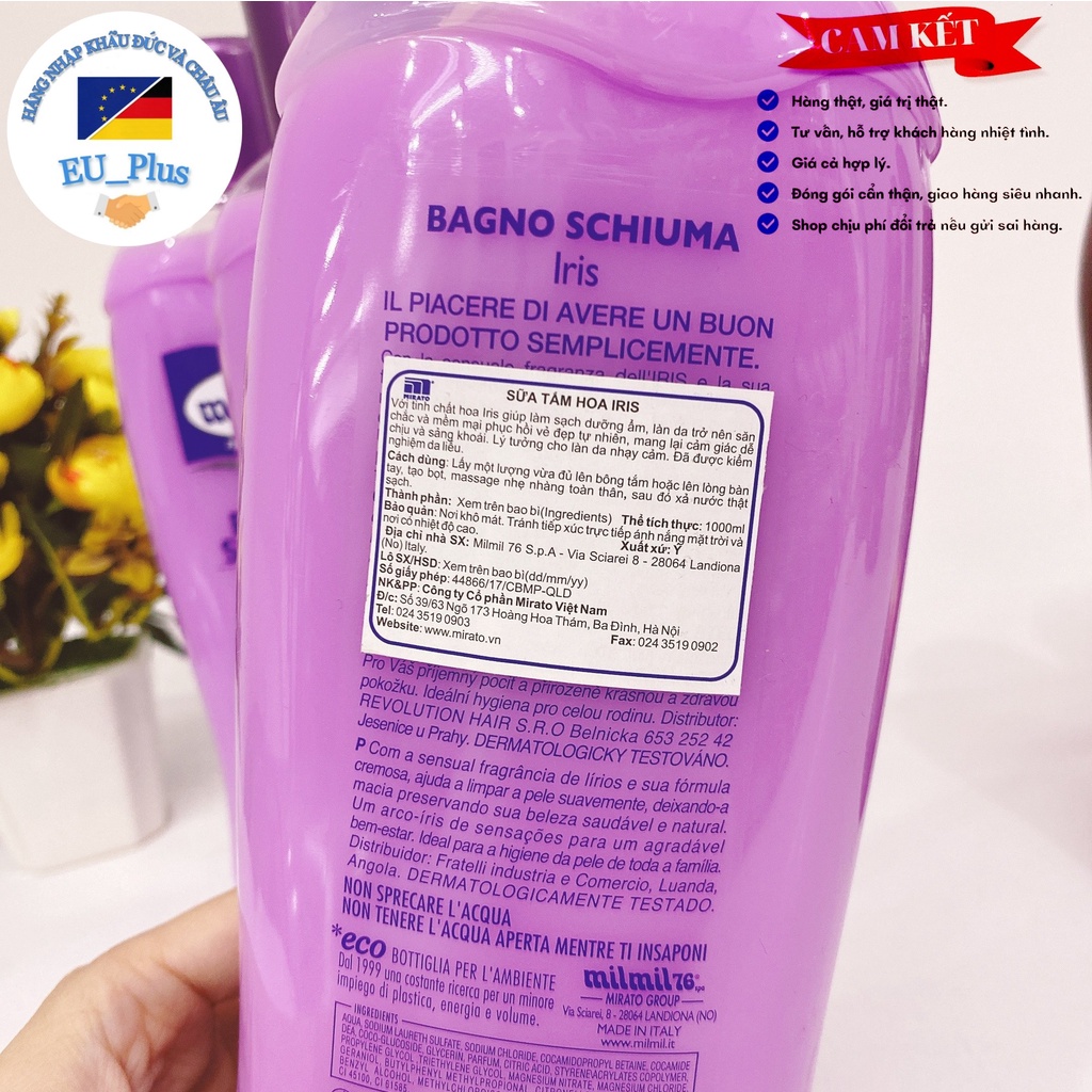Sữa tắm Milmil hoa Lris 1000ml (có vòi kèm theo)