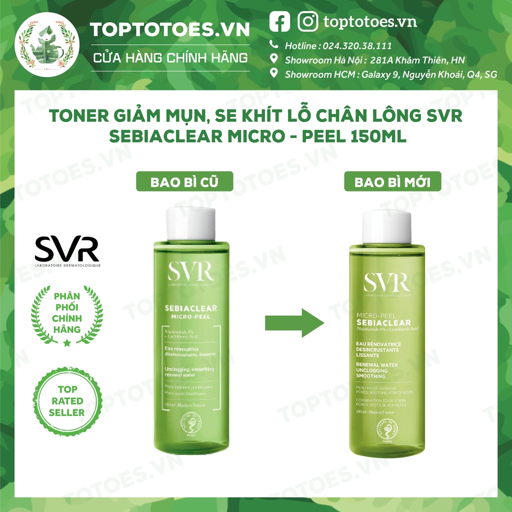 Toner giảm mụn, se khít lỗ chân lông SVR Sebiaclear Micro-peel 150ml [NHẬP KHẨU CHÍNH HÃNG 100%]