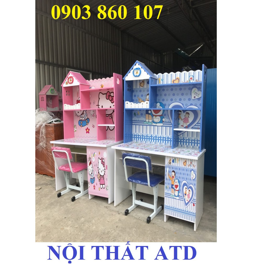 Bàn học sinh nhựa cho bé yêu in 3d nghộ nghĩnh mới- in hình doremon công chúa kitty đẹp mắt tphcm- bình dương